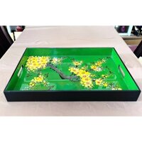Khay sơn mài cao cấp Thanh Bình Lê -Họa tiết Mai Vàng  size 52x34x6 cm đẹp mắt, sang trọng,...