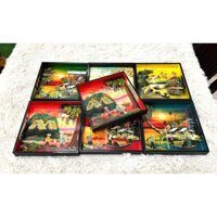 Khay sơn mài cao cấp Thanh Bình Lê size 20x20x3cm họa tiết phong cảnh, cô gái Việt Nam sang trọng