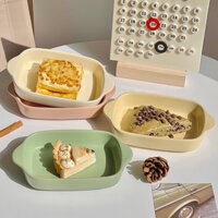 Khay sứ bỏ lò, tô sứ chữ nhật có quai bảng màu pastel Hàn Quốc Bonmi Decor