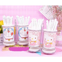 khay sứ cắm muỗng,đũa, vật dụng bếp… kitty-đoraemon kèm giá inox