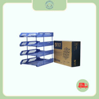 Khay tài liệu 4 tầng (Xanh, ghi) - Khay Kệ Đựng Tài Liệu A4 Sách Vở Hồ Sơ Giấy Tờ Văn Phòng Nhỏ Gọn Tiện Lợi TCT 240