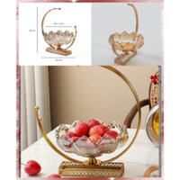 Khay thủy tinh khung mạ vàng đựng bánh mứt trái cây,bánh kẹo hình trăng khuyết LPT086