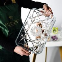 Khay thủy tinh pha lê khay úp cốc chén 23x40cm