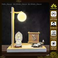 Khay Tiểu Cảnh Tượng Phật, Chữ Thư Pháp, Đèn mặt trăng - Tặng Nụ Trần Khói Ngược