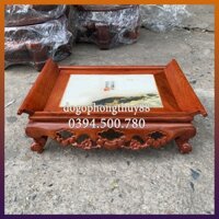 Khay trà 3 bông mặt đá gỗ Hương sơn PU 2 kích cỡ