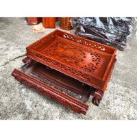 Khay Trà Cafe Cao Cấp Đục Hoa Tinh Sảo Gỗ Hương Khay chè rồng