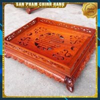 Khay Trà Chân Qùy Bằng Gỗ Hương - Khay trà rồng trầu gỗ