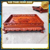 Khay Trà Chân Qùy Bằng Gỗ Hương - Khay trà rồng trầu gỗ