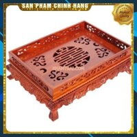 Khay Trà Chân Qùy Bằng Gỗ Hương - Khay trà rồng trầu gỗ