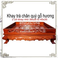 Khay Trà Chân Qùy Bằng Gỗ Hương - Khay trà rồng trầu gỗ