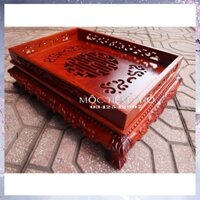 Khay Trà Chân Qùy Bằng Gỗ Hương - Khay trà rồng trầu gỗ