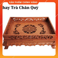 Khay trà chân quỳ, Khay đựng ấm chén bằng gỗ Hương, khay trà gỗ và bộ ấm chén uống trà gốm sứ Bát Tràng
