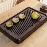 Khay trà gỗ gụ dạng hộp bo góc bày ấm chén cao cấp 47x26cm KTG04