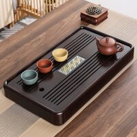 Khay trà gỗ gụ dạng hộp đựng ấm chén trà cao cấp 47x26cm KTG02