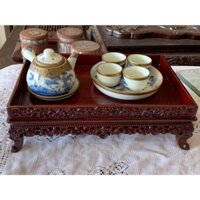 Khay Trà Gỗ Gụ- kích thước dài 31 x rộng 21 x cao 11 cm