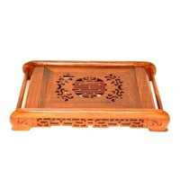 KHAY TRÀ GỖ HƯƠNG - KHAY TRÀ CUỐN THƯ. TẶNG KHAY INOX