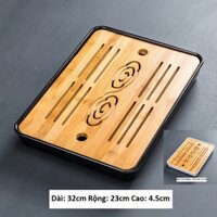 Khay Trà Gỗ Tre - Khay Trà Đạo Có Khay Đựng Nước Tiện Lợi Cao Cấp