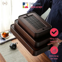 Khay trà gỗ tre thời thượng | khay đựng ấm chén trà GỖ TRE thời thượng MÀU GỖ TRẮC thời thượng thiết kế BẦU DỤC CHỮ NHẬT