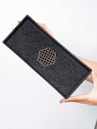 Khay trà hình chữ nhật Bàn pha khô nhỏ cho gia đình với lưu trữ nước Asphalt Tea Table Kung Fu Tea Tool Giả Uj