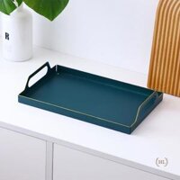 Khay Trà Hợp Kim  KHAY KIM LOẠI LỚN  KHAY ĐỰNG BÌNH CỐC  KHAY HỢP KIM XANH SIZE TO - Xanh Lá - Có Viền