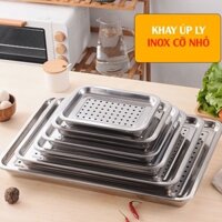 Khay trà inox úp ly có lỗ - mâm trà chữ nhật nhiều cỡ loại đẹp