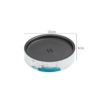 Khay Trà, Thuyền Trà Dưỡng Ấm Tử Sa, Đế kê lót ấm chén bằng Sứ Giang Tây Vẽ Tay Họa Tiết Đẹp Mắt