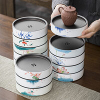 Khay Trà, Thuyền Trà Dưỡng Ấm Tử Sa, Đế kê lót ấm chén bằng Sứ Giang Tây Vẽ Tay Họa Tiết Đẹp Mắt