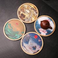 KHAY TRÀ TRE MẶT SỨ VẼ HỌA TIẾT ĐẸP MẮT DÙNG CHO BÀN TRÀ ĐẠO