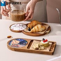 Khay Tráng Miệng SPARKL, Khay Phục Vụ Nhà Bếp Di Động Có Thể Tháo Rời, Hộ Gia Đình Nhật Bản Gỗ Chắc Chắn Retro Đĩa Trái Cây Khô Nhà