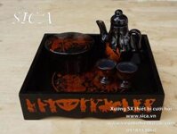Khay trầu cau rượu lễ sơn mài màu đen nâu - Mã: K-016