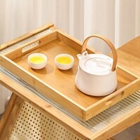 Khay tre đa năng có tay cầm, đựng ấm trà, đồ ăn
