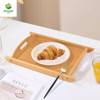 Khay Tre Trà AEROT, Khay Thức Ăn Nhanh Hình Chữ Nhật Hai Tay Cầm, Đơn Giản Handmade Có Tay Cầm Khay Bảo Quản Bộ Đồ Ăn