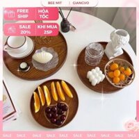 Khay Tròn Gỗ Decor, Đĩa Gỗ Trang Trí Chất Liệu Gỗ Cao Cấp , Đĩa Bày Hoa Quả Sang Trọng - Beemit