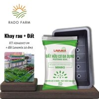 Khay Trồng Rau + Đất Trồng Cây - Combo khay KT: 65x42x17 cm + Đất Lavamix 20dm - Rado Farm