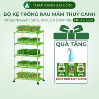 Khay Trồng Rau Mầm, Tặng Hạt Giống, Bình Tưới, Có Bánh Xe, Nhựa Nguyên Sinh, Không Cần Đất
