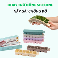 Khay Trữ Đông Silicone Cube 6 Ô Có Vạch Chia ml Nắp Khoá Chống Đổ Chống Tràn Cho Bé Ăn Dặm khay đụng đồ ăn dặm cho bé