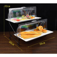 Khay trưng bày 1/1 kèm nắp nhựa PC kèm giá đỡ trang trọng chuyên nghiệp cho tiệc buffet, nhà hàng cao cấp