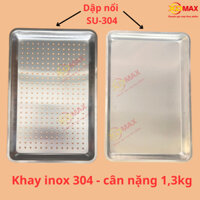 Khay tủ hấp công nghiệp, khay tủ hấp cơm, kích thước 40x60x5 cm, khay kín - Khay lỗ, inox 304