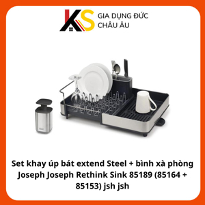 Khay úp bát extend Steel + bình xà phòng Joseph Joseph Rethink Sink 85189