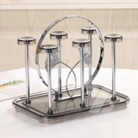 Khay Úp Cốc Chén Để Bàn Hình Chữ Nhật Hoạ Tiết Inox 304 Sang Trọng