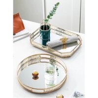 khay úp cốc chén inox ,khay trang trí viền vàng mẫu mới cao cấp