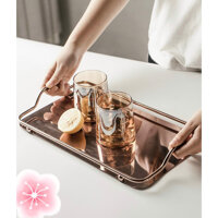 Khay úp ly, Khay đựng ấm chén, Khay trà cao cấp bằng inox mạ - VD706 - Vàng