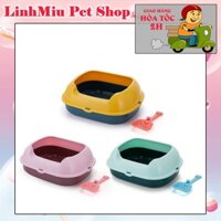 Khay vệ sinh bầu dục cho mèo đi vệ sinh - Tặng kèm xẻng
