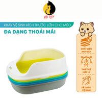 Khay vệ sinh cho mèo size to thành cao chống văng cát cỡ lớn giá rẻ kèm xẻng xúc cát VB PET