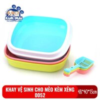 Khay vệ sinh đựng cát cho mèo kèm xẻng Kún Miu 0052 chất liệu nhựa PP cao cấp