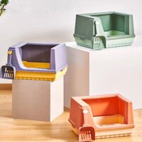 Khay Vệ Sinh Hình Vuông Thành Cao Cho Mèo, Chống Văng Cát (Kèm xẻng xúc)