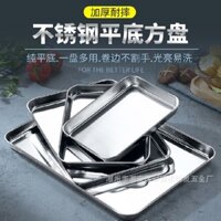 Khay vuông đáy phẳng Kiểu Nhật inox khay hấp xúc xích Liangpi dày khay nướng nhà bếp Khay đựng thức ăn 304 khay đựng nước BVJP