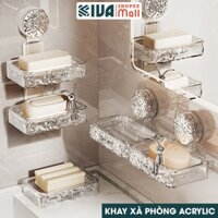 Khay xà phòng, kệ để xà phòng nhà tắm KIVA chất liệu Acrylic lắp đặt hút chân không.