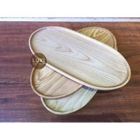 Khay/Thớt gỗ bầu dục vintage 34 (KT: 35x17cm) LUXI DECOR
