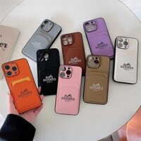 Khe Cắm Thẻ Da Ốp Lưng Điện Thoại iPhone 114 13 12 11 Pro Max 14 Plus Hermès Đựng Thẻ Vỏ Điện Thoại
